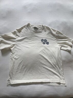 COS White Short Sleeve Tee with Floral Motif